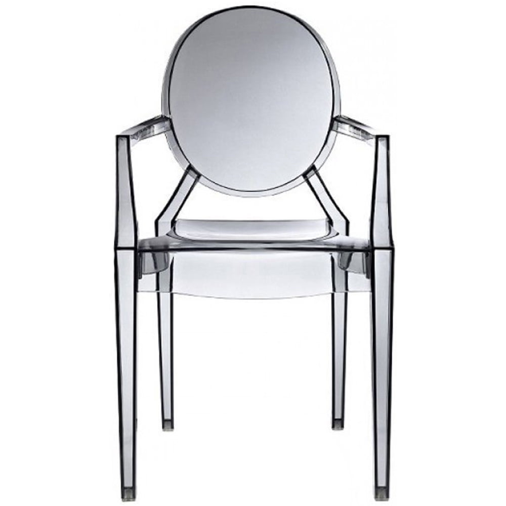 2xhome Smoke Modern Contemporary Ghost Chair With Arms Molded Acrylic Plastic Mirrored Furniture Dining Retro For Writing Desk Dining Living Bedroom Outdoor Office Table Vanity Accent