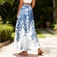 thumbnail image 5 of LWavelet Women Leaf Print Maxi Skirt Elastic Waist With Pockets Boho Long Skirt Sky Blue 2XL, 5 of 5