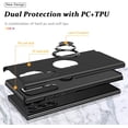 thumbnail image 5 of Shockproof Case for Samsung S22 Ultra 5G, [Embedded Finger Ring] Military Grade Phone Case Cover with Reinforced Metal Stand Kickstand [Support Magnetic Car Holder] for S22 Ultra, Black, 5 of 13