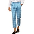 thumbnail image 1 of INSPIRE CHIC Plaid Dress Pants for Men's Slim Fit Ankle Length Cropped Trousers 32 Light Blue, 1 of 6