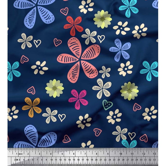 Soimoi Cotton Jersey Fabric Flower Artistic Print Fabric by the Yard 58 Inch Wide