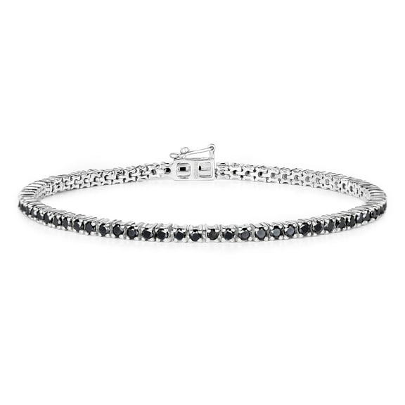 Genuine Black Diamond Bracelet 5.40 Carat in Sterling Silver 18K Gold Plated Gift For Her