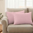thumbnail image 2 of Pink Outdoor Pillow Covers, Waterproof Decorative Throw Pillowcases Set of 2, Farmhouse Pink Decor Couch Cushion Cases with Zipper for Outside Patio Garden Sofa 20"x12", 2 of 9