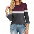 thumbnail image 3 of Qulqfy Tops for Women Plus Size 3/4 Sleeve Spring Shirts Crew Neck Casual Fall Striped Tops Blouses for Women 5XL, 3 of 6