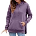 thumbnail image 1 of Sudaderas con capucha sólidas para mujer Sudaderas con capucha laterales con abertura de bolsillo fr Abanopi Morado/Extragrande, 1 of 7