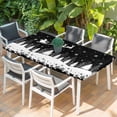 thumbnail image 2 of Black Christmas Table Cloths for 4 Foot Rectangle Tables, Xmas Elk Tree Snowflake Forest Patio Waterproof Elastic Fitted Tablecloths, Washable Rectangular Table Cover for Camping, 2 of 8
