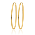 thumbnail image 3 of 14K Solid Yellow Gold 2mm Oval Large Hoop Earrings, 3 of 10