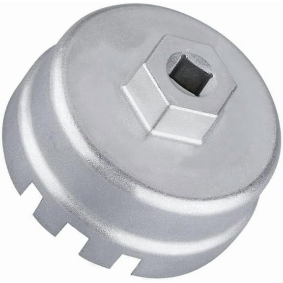Ariseltys Oil Filter Wrench for Toyota, Heavy Duty Oil Filter Cap Removal Tool 14 Flutes 6 Slots 64.5mm for Toyota Camry RAV4 Highlander 2.5L-5.7L Engine Silver Tone