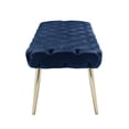 thumbnail image 4 of Nicole Miller Shiloh Velvet Bench Diamond Button Tufted Metal Round Tapered Legs, Navy/Gold, 4 of 10