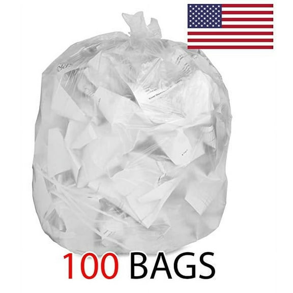 55 Gallon Clear Recycle Bags| 1.5mil Thick - MADE IN USA, 36 X 52 (Clear 100 Bags)