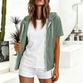 thumbnail image 3 of WRFWUL Womens Zip Up Short Sleeve Hoodies Open Front Fall Hooded Pullover Sweatshirt with Pockets, 3 of 7