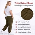 thumbnail image 4 of BILLIONHATS 24 Pack of Wholesale Womens Jogger Sweatpants, Bulk Comfy Fleece-Lined Joggers with Ribbed Cuffs for Charities & Homeless Shelter Donations, Color Military Green, Size Large, 4 of 7