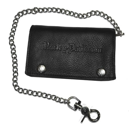 Harley-Davidson Men&#39;s Embossed XL Tri-Fold Chain Wallet Leather TC447H - 0