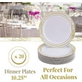 thumbnail image 4 of PLASTIC PLATES FOR WEDDING | 20 pc | Heavy Duty Plastic Dishes | Elegant Fine China Look | Bella – Gold (10.25”), 4 of 6