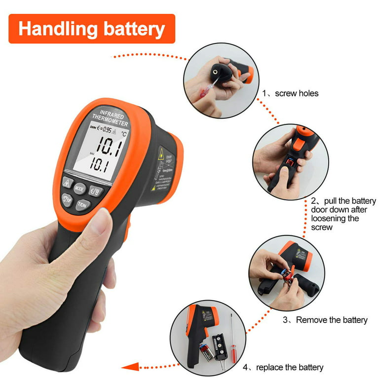 Infrared Thermometer High Temp Thermometer Pyrometer -58℉~2732℉ (-50℃ to  1500℃), 30:1 Distance Spot Ratio, Non-Contact Dual Laser Thermometer for  Industry Forge【NOT for Human】-AP-2732(Orange) 
