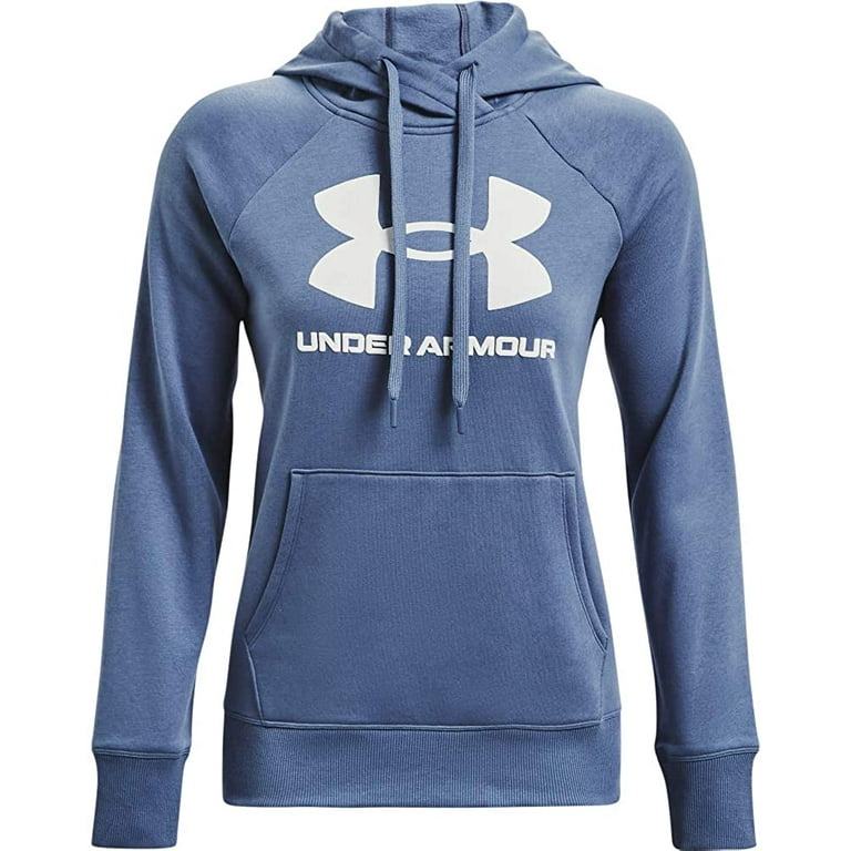 Under Armour Women's UA Rival Fleece Big Logo Pullover Hoodie, 1356318  (Mineral Blue, L)