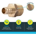 thumbnail image 4 of SharkBite 1/2 Inch Crimp MNPT Male Adapter, Pack of 10, Brass Plumbing Fitting, PEX Pipe, Copper, UC120LFA10, 4 of 7