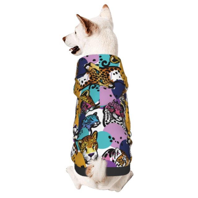 Fotbe Retro Panther Sudadera con Estampado para Perros Pequeños – Suéter con Capucha para Mascotas, Tela Suave de Forro Polar con Bolsillo-X-Small