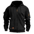 thumbnail image 1 of Ceisia Men's Long Sleeve Jacket Drawstring Full-Zip with Kanga Pocket Color Block Sweatshirts Casual Hoodies Black XXL Gift, 1 of 5