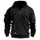 thumbnail image 1 of Ceisia Men's Long Sleeve Jacket Drawstring Full-Zip with Kanga Pocket Color Block Sweatshirts Casual Hoodies Black XL Gift, 1 of 5