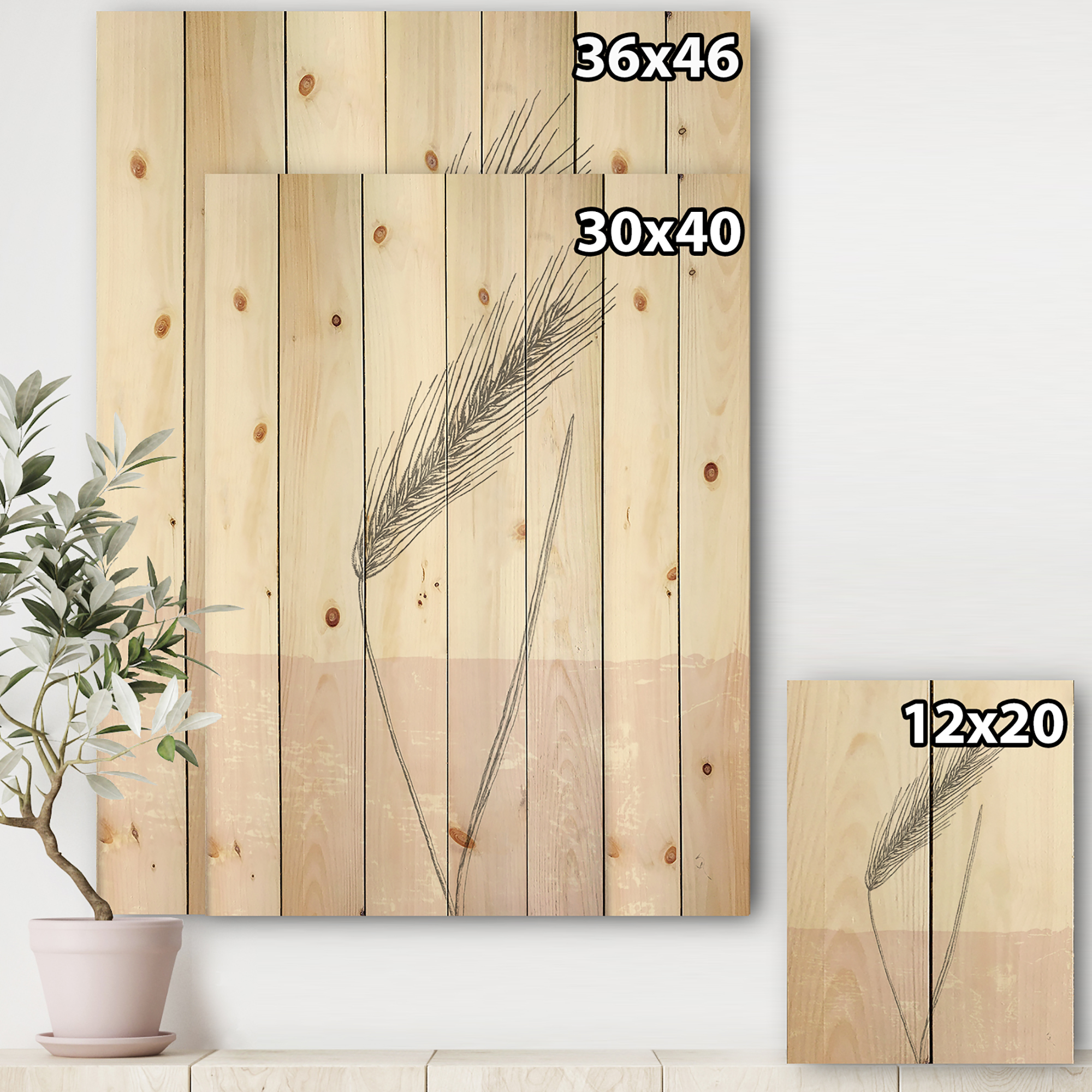 Designart 'Natural Element Farmhouse II' Cottage Print on Natural Pine Wood