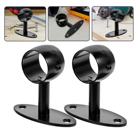 Hemobllo 2Pcs Stair Railing Bracket Black Metal Handrail Holder Durable Rust Resistant for Indoor Use