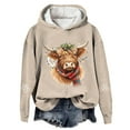 thumbnail image 1 of Chandail à Capuche Imprimé Vache Western Festif pour Femmes Thème Vacances Graphique, 1 of 3