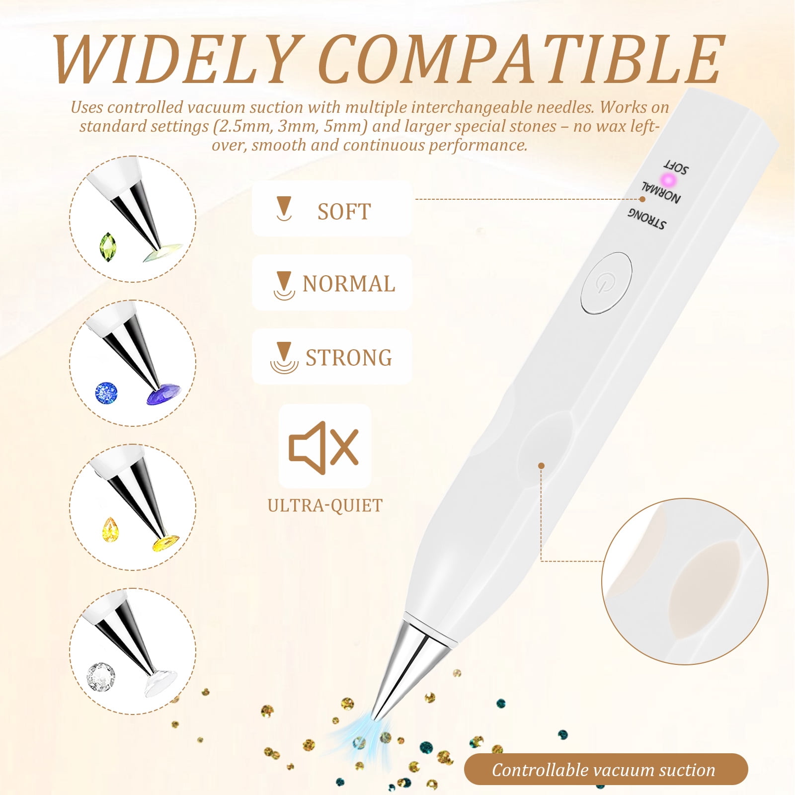 Electric Diamond Painting Pen with 4 Drill Nibs, Rechargeable Vacuum Rhinestone Art Pen Kit – Multipurpose Portable Tool for Adults DIY