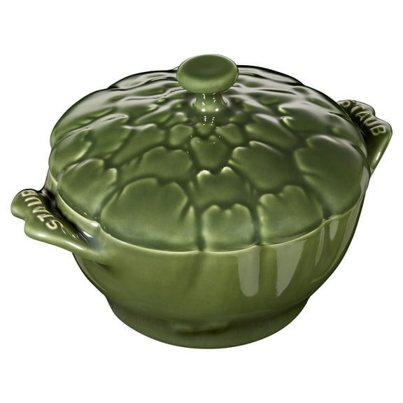 STAUB Ceramique 450 mL Ceramic Artichoke Cocotte, Basil-Green