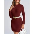 thumbnail image 6 of Long Sleeve Womens Sweater Dress Bodycon Crew Neck Fall Slimming Knit Mini Dresses, 6 of 7