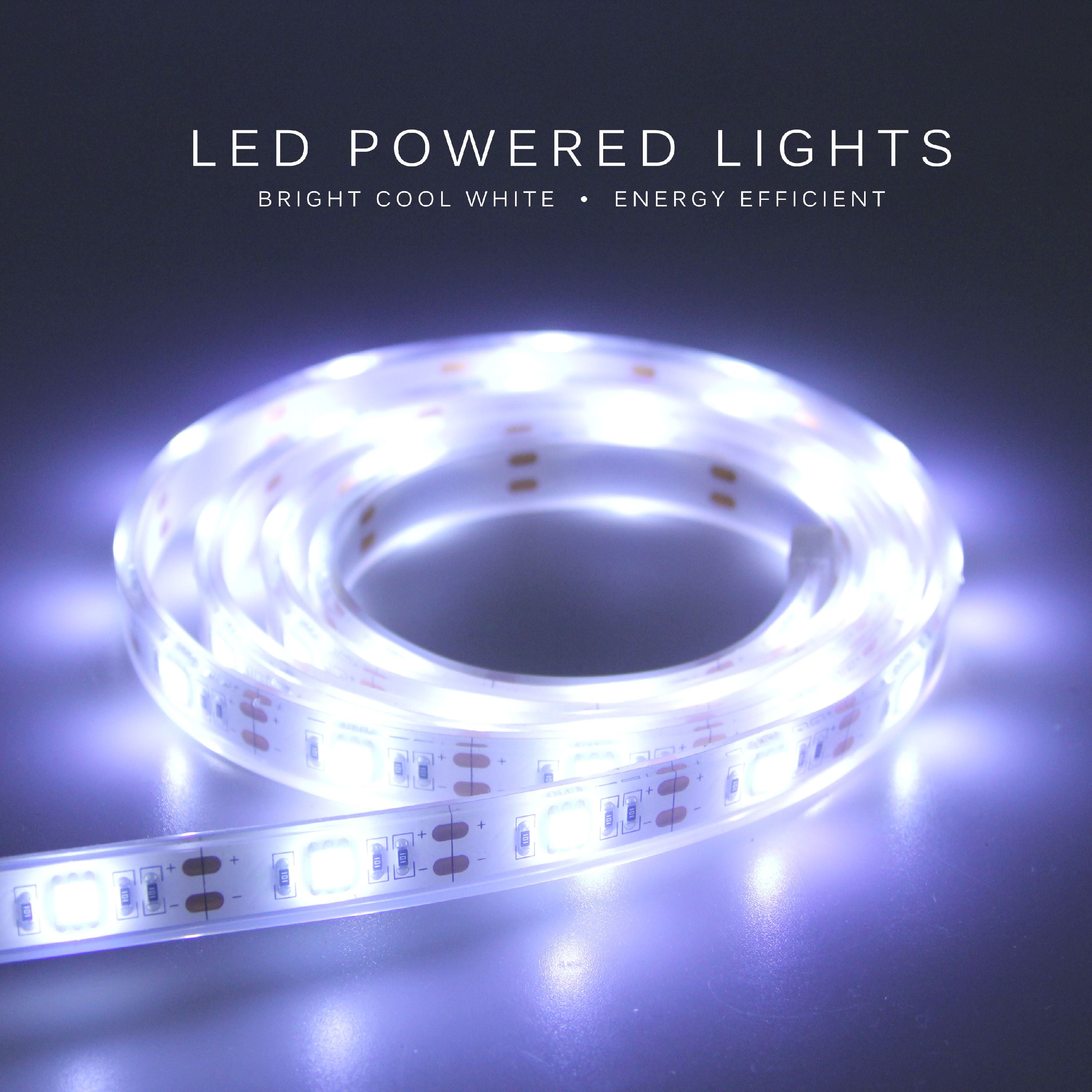 FashionLite USB LED Rope Lights Strip WaterResistant Dustproof Cool White, 7'