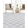 thumbnail image 4 of Unique Loom Chindi Cotton Collection Area Rug - Checkered (4' 1" x 6' 1" Rectangle Ivory/Gray), 4 of 9