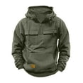 thumbnail image 4 of Tactical Sweatshirts for Men Hoodies Pockets Long Sleeve Gym Cargo Quarter Zip Pullover Sports Outdoor Jacket (3XL, Gray), 4 of 6