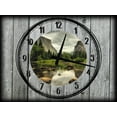 thumbnail image 1 of Large Wall Clock on Canvas Art Mountain Base Stoney River Bed 12 x 16 Inch Wall Art Decor Gray, 1 of 3