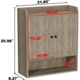 thumbnail image 6 of POAO Bathroom Wall Storage Cabinet, Wooden Medicine Cabinet with Adjustable Shelves and Double Barn Doors, Over The Toilet Storage Cabinet, Oak Grey, 6 of 8