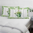 thumbnail image 3 of St. Patrick's Day Pillow Covers, Linen Long Throw Pillow Case, Green Lucky Shamrock Watering Can Wood Gray Holiday Pillow Protector Decorative Cushion Cover for Living Room/Bedroom 20" x 30", 3 of 8