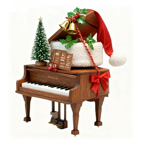 Piano Christmas Ornament, Piano Player Tree Decoration, Acrylic 2D Flat Instrument Ornament, Piano Hanging Decorations, Keepsake for Music Lovers, Musician Gift