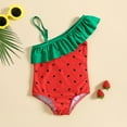 aDJFDGT Baby Swimsuit Girl 69 Months Summer Toddler Girls Ruffles 1 Piece Swimwear Cartoon
