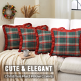 thumbnail image 2 of Christmas Plaid Decorative Throw Pillow Covers Green Red 18x18 | Scottish Tartan Cushion Case, Farmhouse Home Holiday Decor, Buffalo Check, Sofa Couch Bed Decorative Pillow Case, 2 of 5