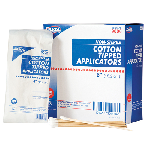 Dukal Cotton Tipped Applicator Qtip Type Swabs 6" Extra Long Wood