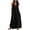 Black, variant on Women's Spaghetti Strap Maxi Dress Casual Button Down Loose Fit Linen Blend Dress for Beach Vacation