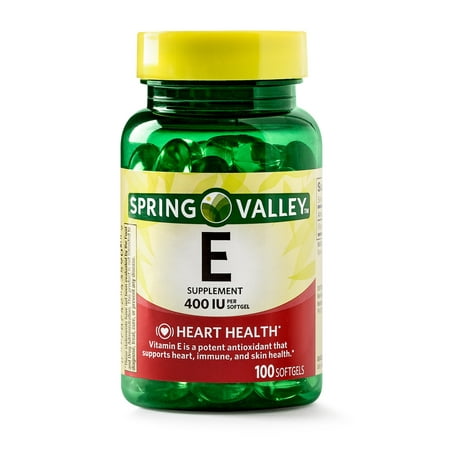 (2 Pack) Spring Valley Vitamin E Supplement, 400IU, 100 Softgel (Best Vitamin E Capsules)