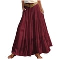 thumbnail image 5 of Ygbgbb Women's 2026 Summer Casual Maxi Skirt High Waisted Boho Flowy A-Line Skirt with Belt Fashion Solid Long Skirt for Beach Party and Everyday Wear Wine XL, 5 of 6