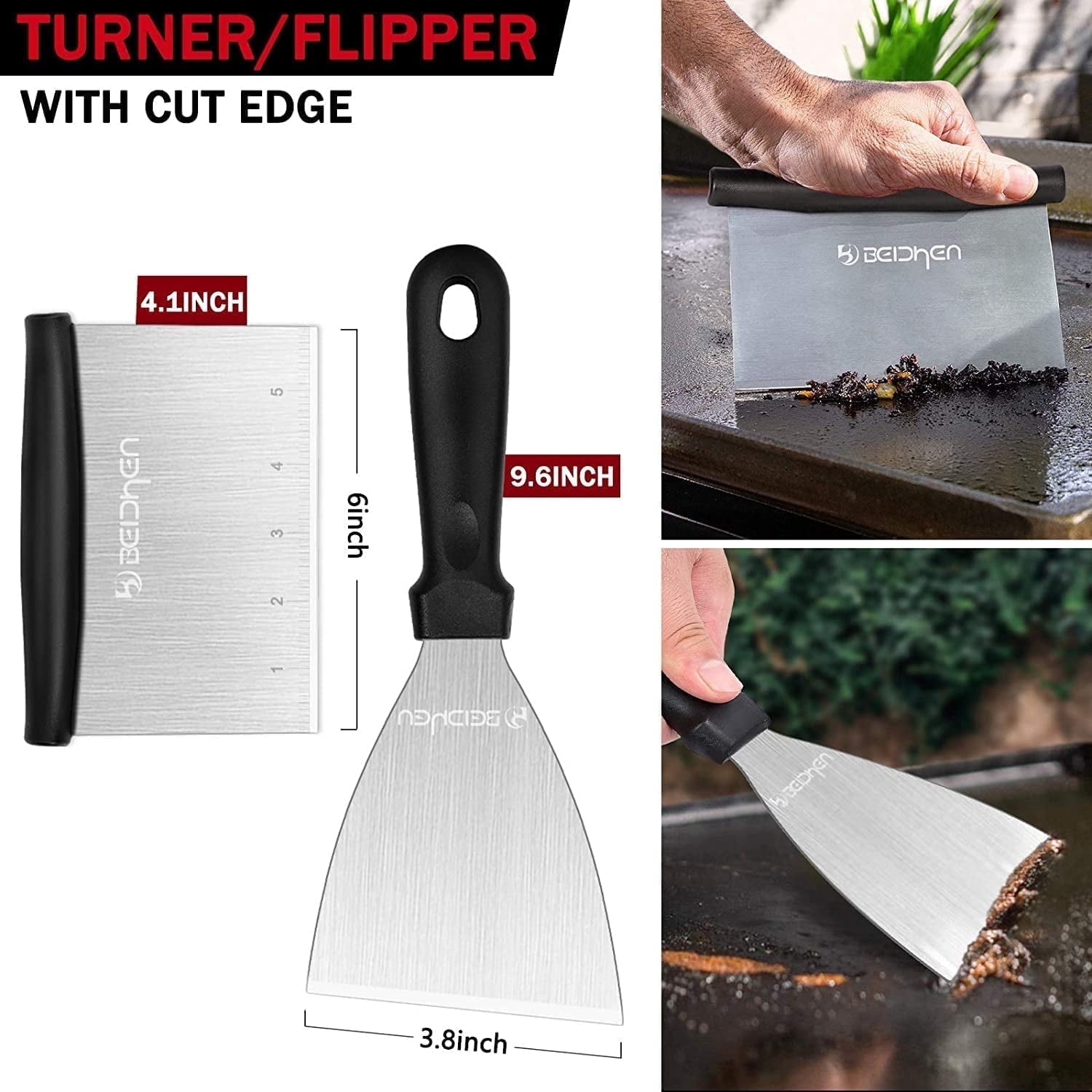 Anoak 14PCS Griddle Accessories Kit, Flat Top Grill Accessories Set for Blackstone and Camp Chef, Grill Spatula Set with Enlarged Spatulas, Scraper for Outdoor Barbecue