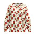 thumbnail image 4 of SCRAWLGOD Christmas Poinsettia Stars White Women's Sweatshirt Casual Crew Neck Sweatshirts Cozy Loose Fit Long Sleeve Pullover Tops with Pockets Fall Winter Clothes, S, 4 of 7