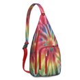 thumbnail image 1 of Tie Dye Galaxy Sling Backpack - Cosmic Rainbow Print Crossbody Bag (Multicolor Bohemian Style, Convertible Shoulder Strap), 1 of 4