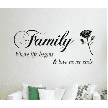 Family Living Room Decor Wall Stickers,Justdolife Removable Family Rose Pattern Home Decors Decal Stickers Home Decoration for Living Room Bedroom Home ()