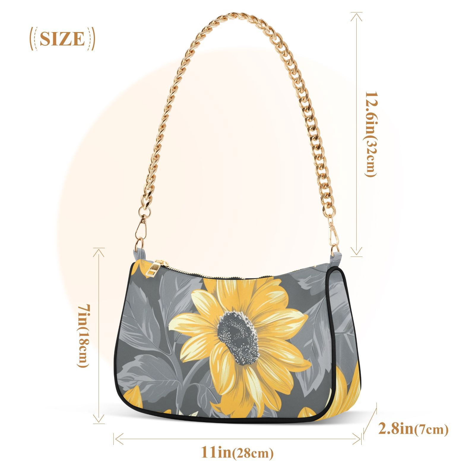 Sunflowers and LeavesWomen Small Shoulder Bag Crossbody Tote Hobo Bags Purse Clutch Handbags with Chain Strap for Women