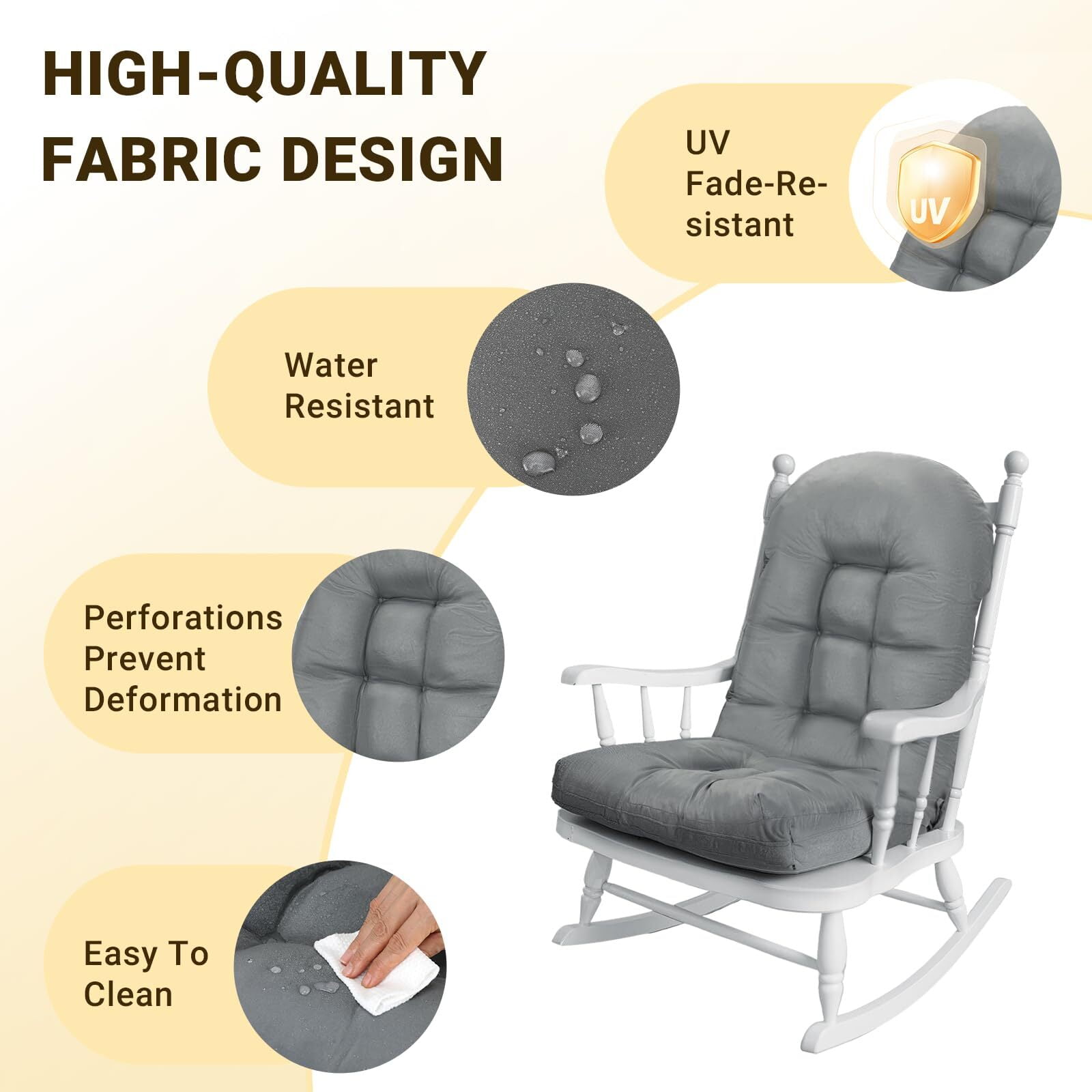 Outdoor High Back Chair Cushion Upgraded Thickened Water-Repellent & Fade-Resistan Patio Chair Cushions For Outdoor Furniture, 44" x20" x4" 1PC Gray