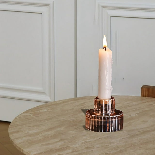 Wind Transparent Glass Candle Stand Candlelight Dinner Table Decoration Candle Holder for 3 Wick Candle Wide Candle Holder Large Candle Holder Candle Pillars Metal Pillar Candle Holder